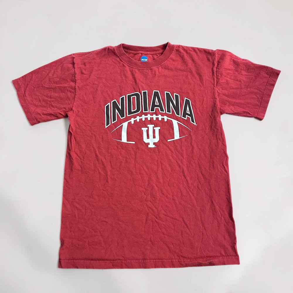 Indiana Hoosiers Football T Shirt Mens Medium Crimson Red Vintage Graphic Tee